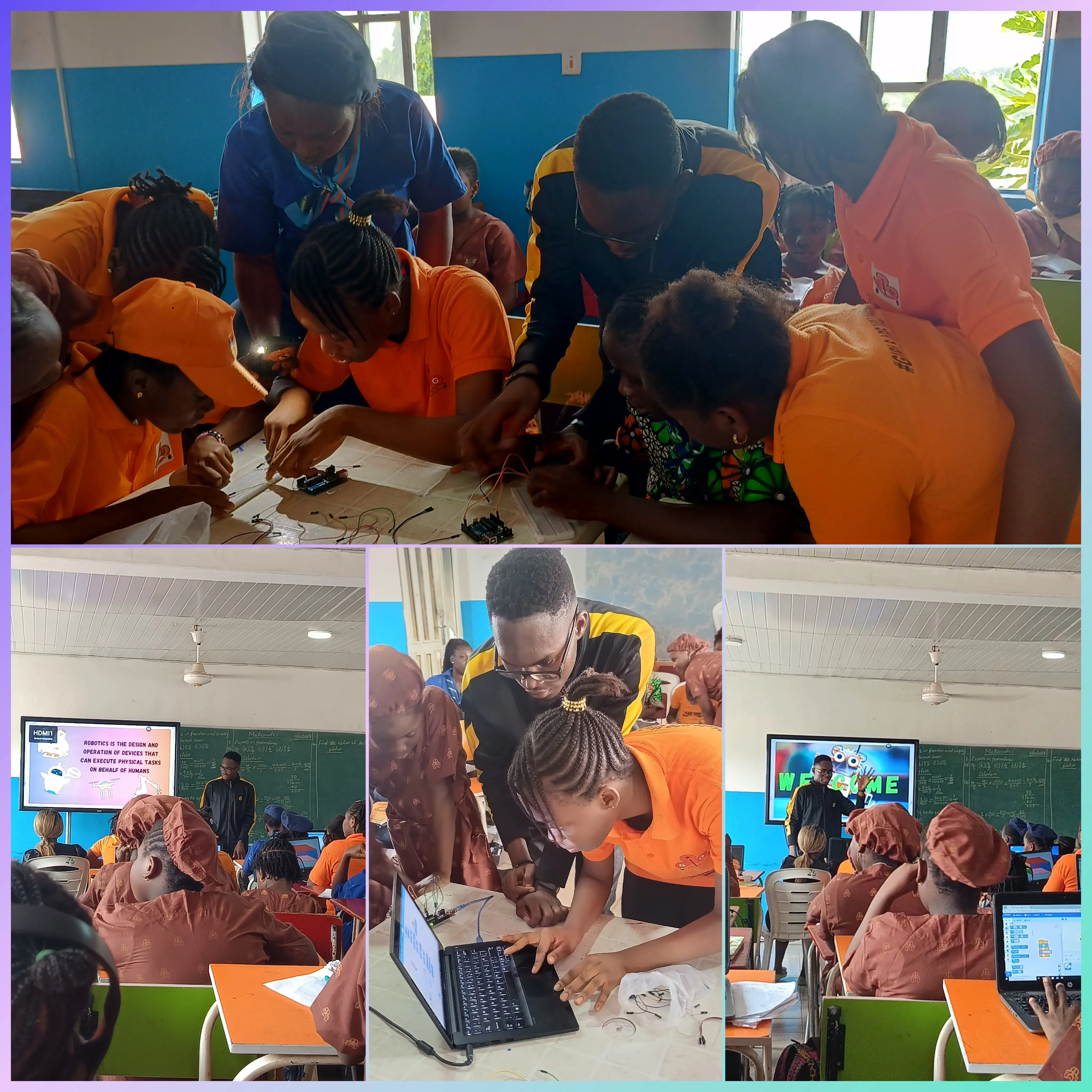 Girls Code Too workshop - young girls learning robotics and coding in Abuja, November 2022