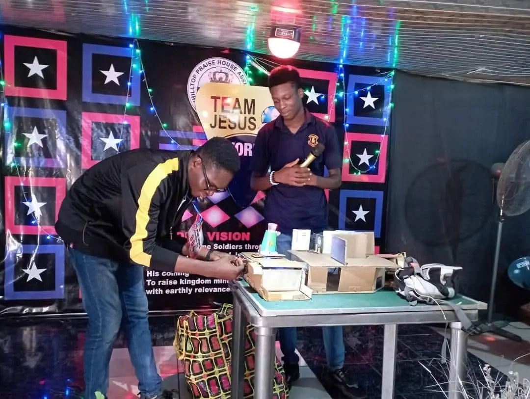 David Amos winning COZA Talent Hunt with house model project at age 19